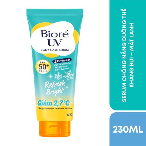 Biore Serum Chống nắng dưỡng thể UV Body Care Serum Refresh Bright SPF50+ PA+++ 230ml