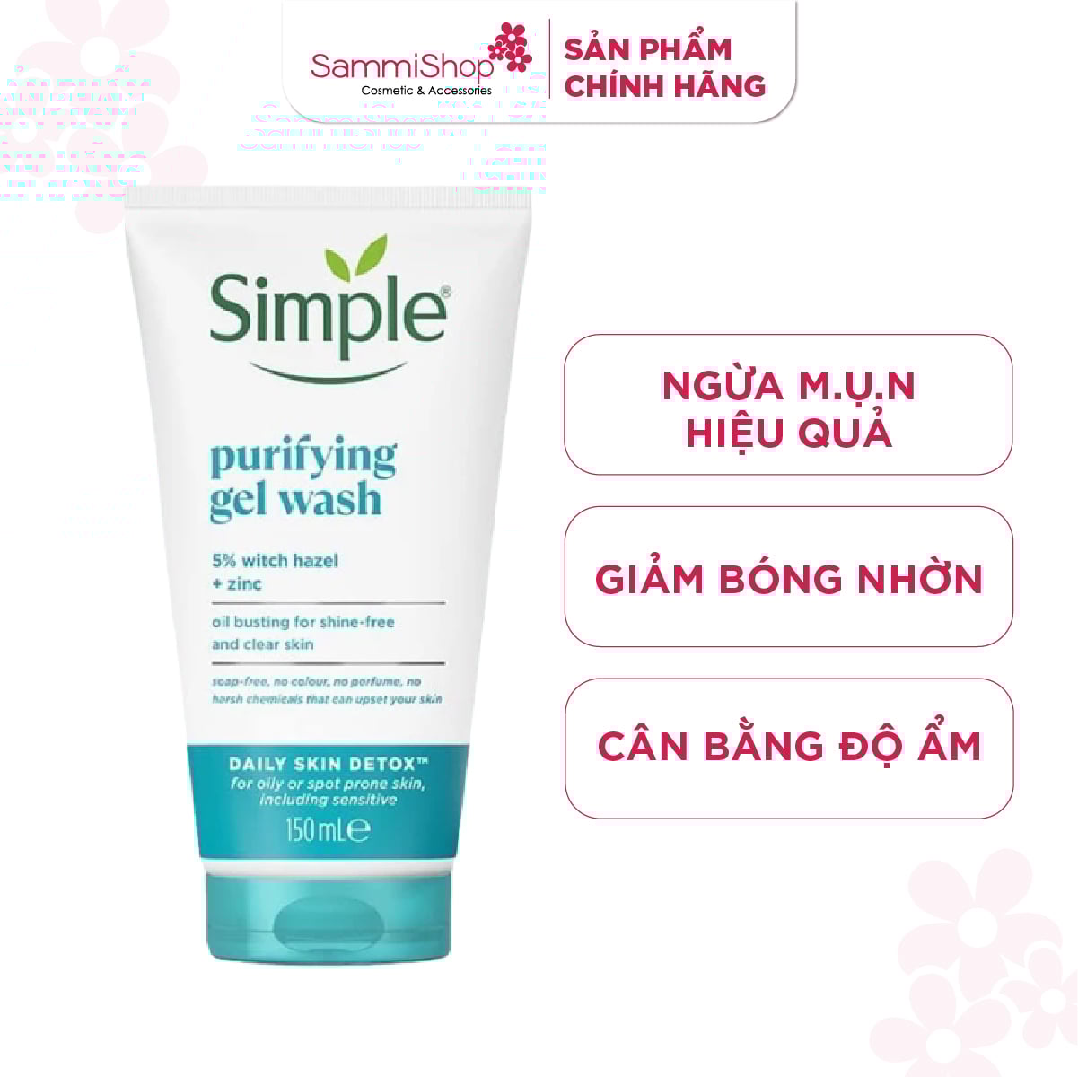 Simple Gel Rửa Mặt Purifying Gel Wash Shine-Free And Clear Skin 150ml
