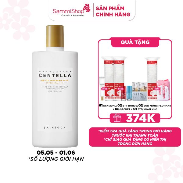 APP+WEB 05.05-01.06 Skin1004 Kem chống nắng Madagascar Centella Air-Fit SunCream Plus 50ml