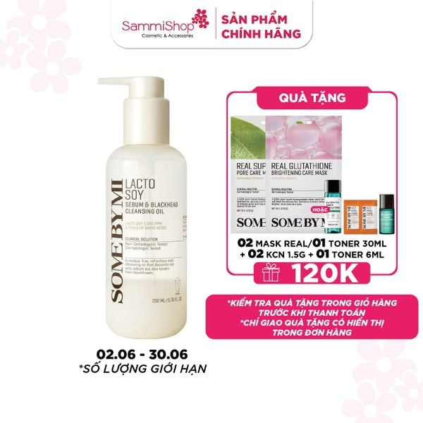 Some By Mi Dầu tẩy trang Lacto Soy Sebum & Blackhead Cleansing Oil 200ml