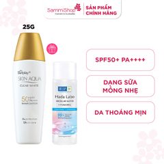 Sunplay Sữa chống nắng Skin Aqua Clear White SPF50+ PA++++ 25g + quà