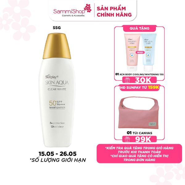 Sunplay Sữa chống nắng Skin Aqua Clear White SPF50+ PA++++ 55g