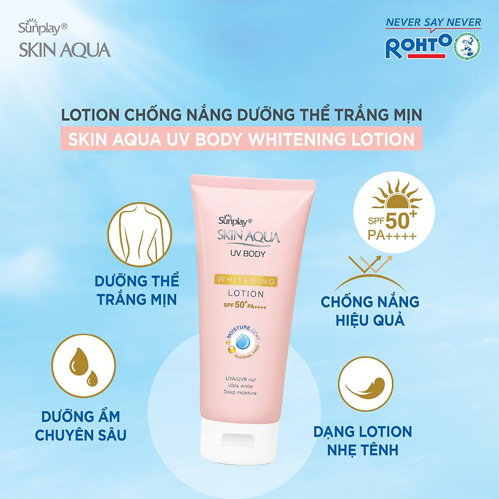 Sunplay Kem chống nắng dưỡng thể Skin Aqua UV Body Whitening SPF 50+ PA++++  150gSunplay Kem chống nắng dưỡng thể Skin Aqua UV Body Whitening SPF 50+ P  – SammiShop