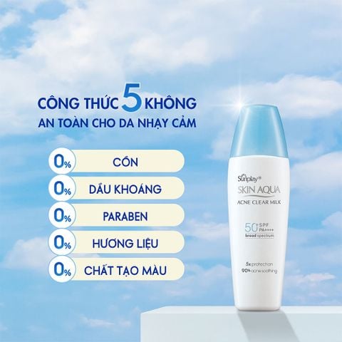 Sunplay Sữa chống nắng  Skin Aqua Acne Clear Milk SPF50+ PA++++ 25g