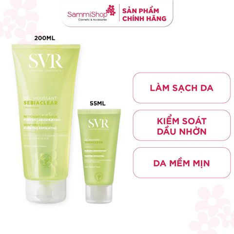 SVR Combo Sữa rửa mặt Sebiaclear Gel Moussant 200ml + SVR Sữa rửa mặt Sebiaclear Gel Moussant 55ml