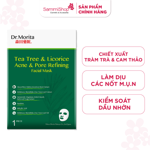 Dr.Morita Mặt nạ giấy Tea Tree & Licorice Acne & Pore Refining Facial Mask 30g