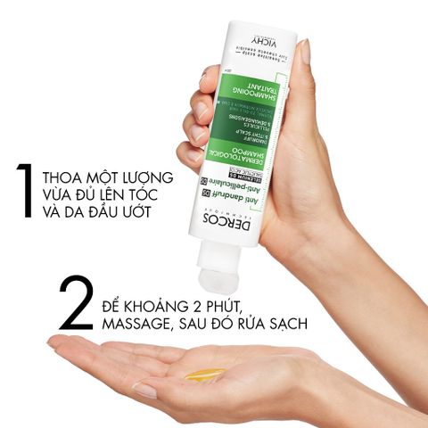 Combo Vichy Dầu gội Dercos Dermatological Shampoo Dandruff & Itchy Scalp Sensitive Scalp 200 ml + Dầu gội Dercos 50g