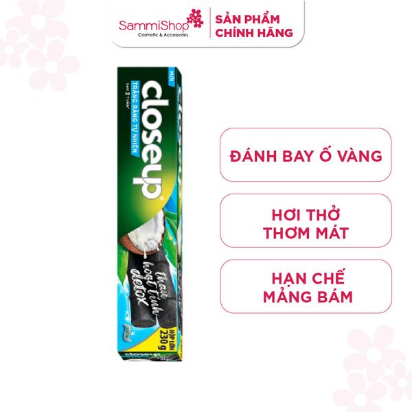Closeup Kem đánh răng Trắng Răng Tự Nhiên Than Hoạt Tính Detox 230g
