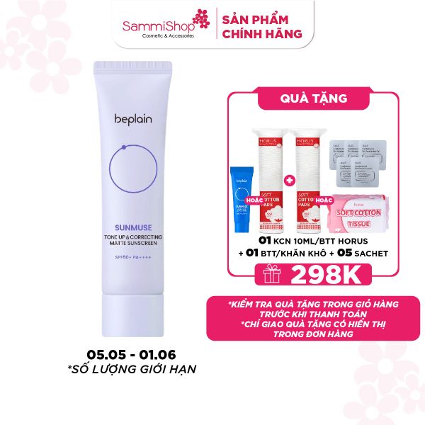APP+WEB 05.05-01.06 Beplain Kem chống nắng Sunmuse Tone Up & Correcting Matte Sunscreen 50ml
