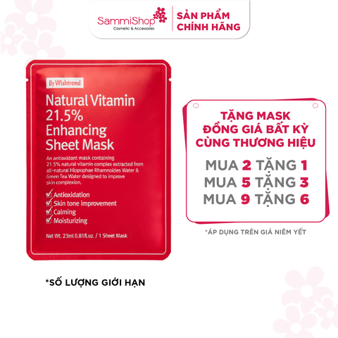 [02.03 - 31.03] By Wishtrend mặt nạ giấy Natural Vitamin 21.5% Enhancing Sheet Mask 23g