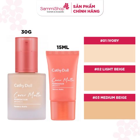 Cathy doll Kem nền Cover mattle foundation SPF 15 PA+++