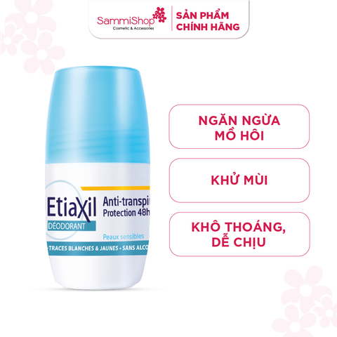 Lăn khử mùi Etiaxil Deodorant anti-transpirant 48h Roll-on Peaux Sensibles 50mll