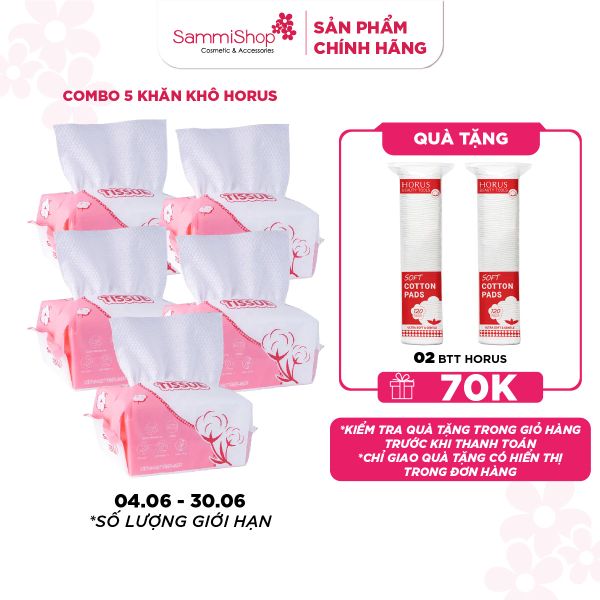 [04.06 - 30.06] COMBO 5 Horus Khăn khô đa năng Soft Cotton Tissue 80pcs
