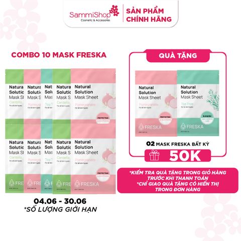 [04.06 - 30.06] COMBO 10 Freska Mặt nạ giấy Natural Solution GNY bất kỳ