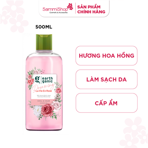 Earthganic Sữa tắm Chill & calm show gel #hương hoa hồng 500ml