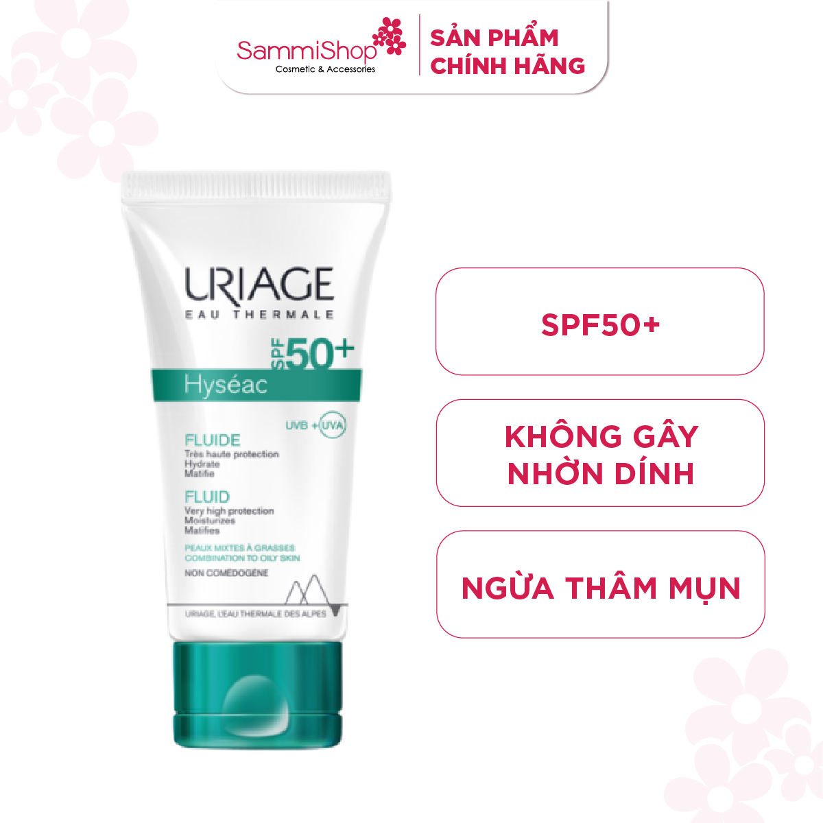 Uriage Kem chống nắng Hyseac Spf50+ Uvb+Uva Fluide 50ml