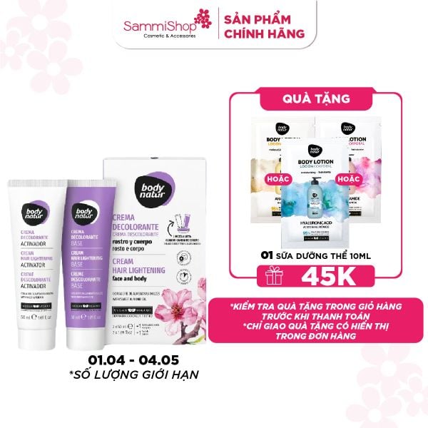 Body Natur Bộ sản phẩm làm nhạt màu lông Cream Hair Lightening Face and Body 2x50ml