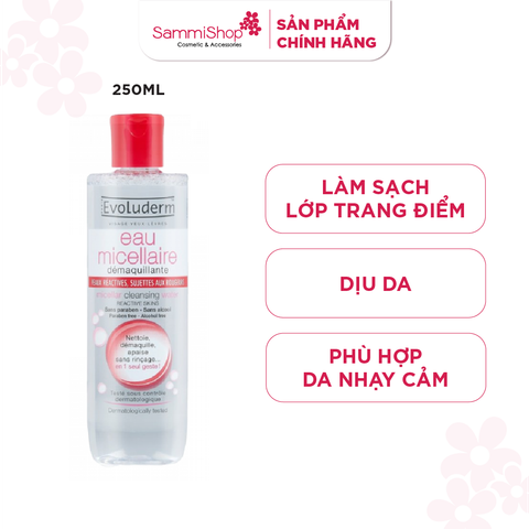 Evoluderm Nước tẩy trang Micellar Cleansing Water Reactive Skins 250ml