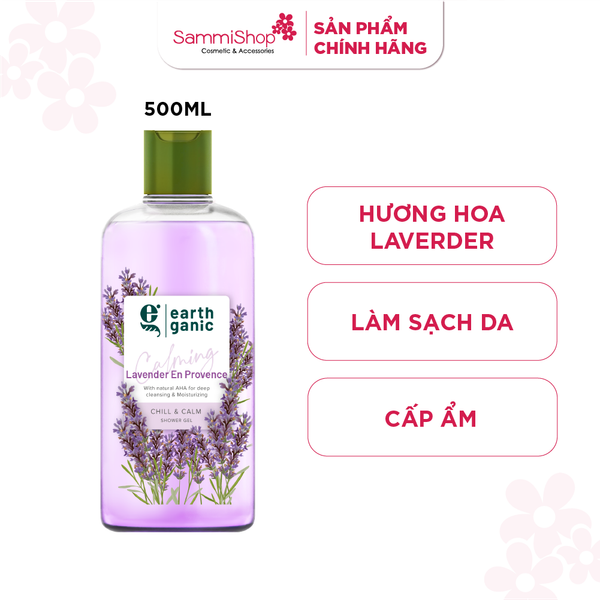 Earthganic Sữa tắm Chill & calm show gel #hương hoa Oải hương 500ml