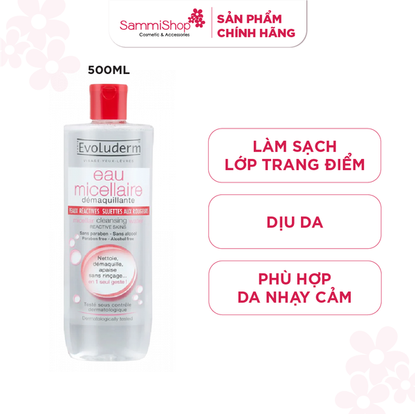 Evoluderm micellar cleansing water Reactive Skins 500 ml ( đỏ)