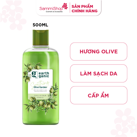 Earthganic Sữa tắm Chill & calm show gel #hương oliu 500ml