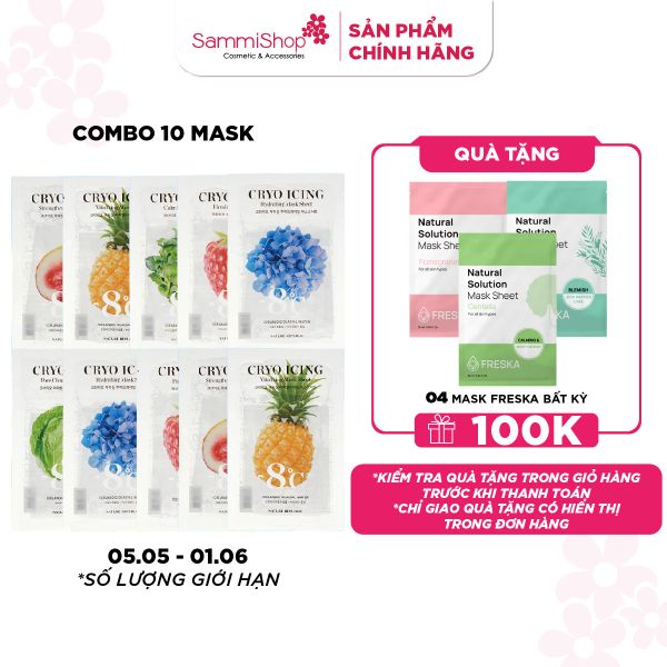 Combo 5.5-01.6 Combo 10 mask Nature republic bất kỳ giá 39k
