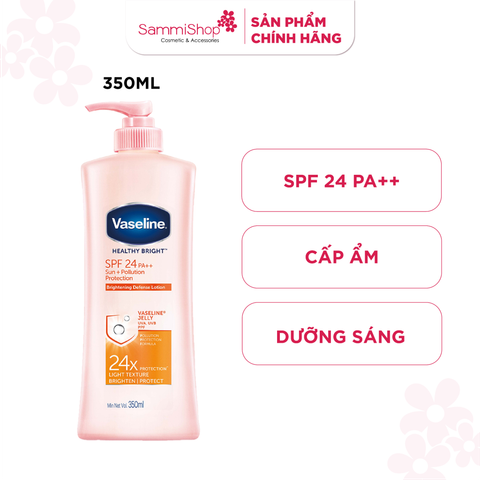 Sữa dưỡng thể Vaseline Healthy Bright SPF 24 PA++ Sun Pollution Protection 350ml