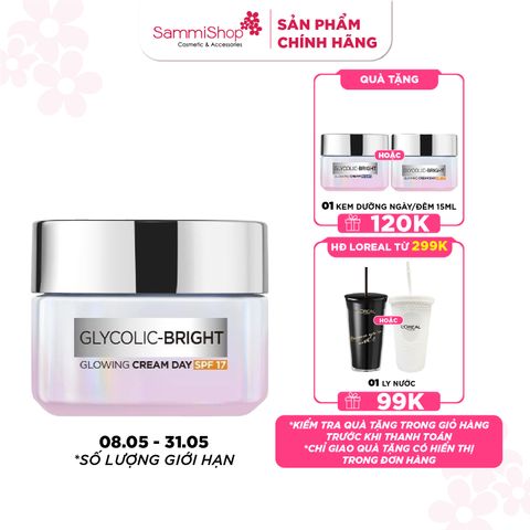 Loreal Kem dưỡng Glycolic - Bright Glowing Cream Day SPF17- 50ml