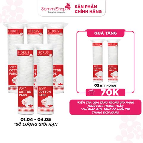 [1.4 - 4.5] COMBO 5 Horus Bông tẩy trang Soft Cotton Pads 120 pads
