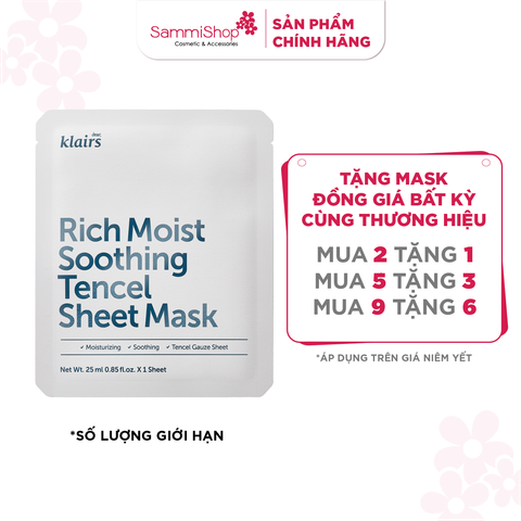 [02.03 - 31.03] Dear, Klairs Mặt nạ giấy Rich Moist Soothing Tencel Sheet Mask 25ml