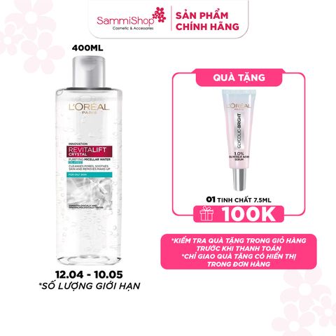 Loreal Nước tẩy trang Revitalift Crystal Puriying Micellar Water 400ml