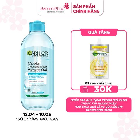 Garnier Nước tẩy trang Micellar Cleansing Water Salicylic BHA 400ml