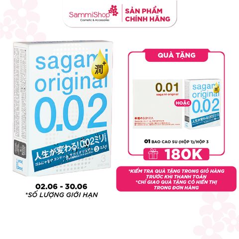 02.06 - 30.06 Sagami Bao cao su Original 0.02 (Hộp 3) Extra Gel