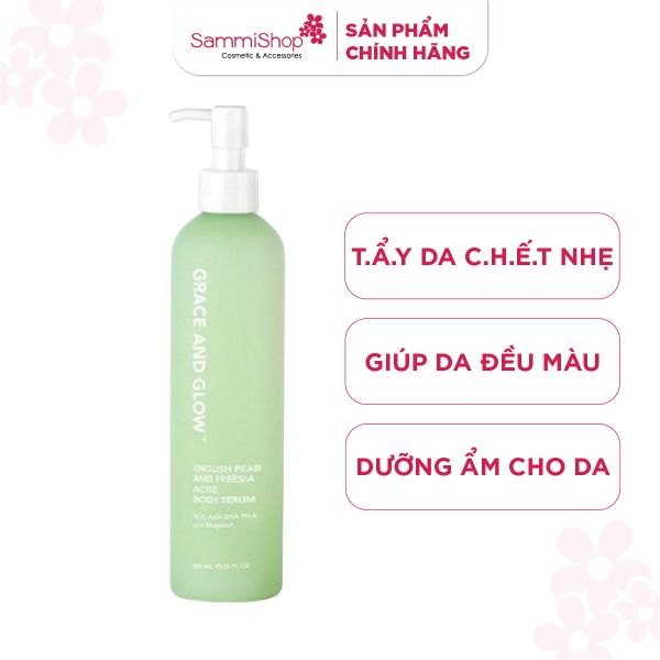 Grace And Glow Sữa dưỡng thể giảm mụn lưng English Pear and Freesia Acne Body Serum 300ml
