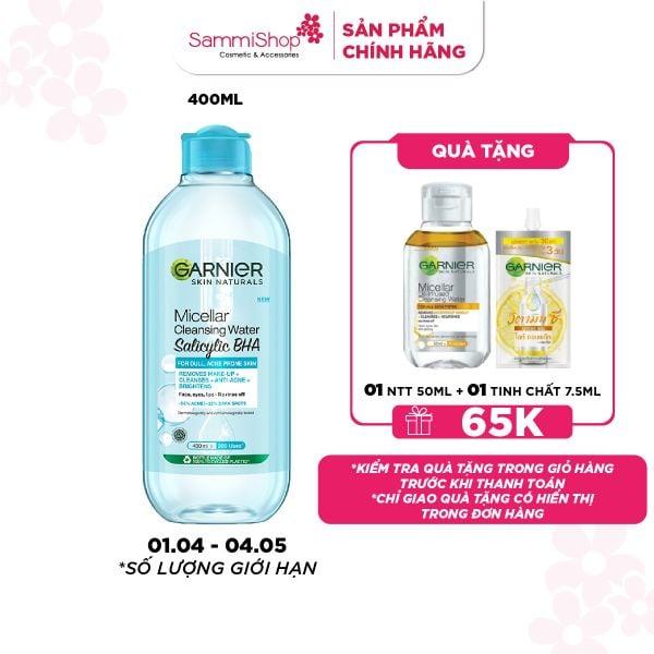 [APP+WEB 01.04 - 04.05] Garnier Nước tẩy trang Micellar Cleansing Water Salicylic BHA 400ml