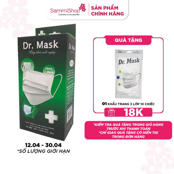 [12.04-30.04] Dr.Mask Hộp Khẩu trang 4 lớp 30 chiếc - Trắng KT02