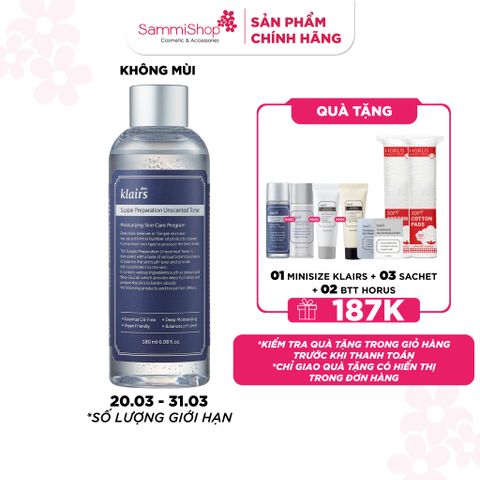 [APP+WEB 20.03 - 31.03] Dear, Klairs nước hoa hồng Supple Preparation Unscented Toner 180mL