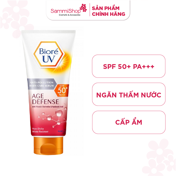 Serum chống nắng Biore UV Anti-pollution Body Care Serum Age Defense SPF50+/PA+++ 150ml