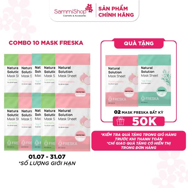 APP-WEB 01.07 - 31.07 COMBO 10 Freska Mặt nạ giấy Natural Solution GNY 35K BẤT KỲ