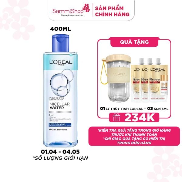 [APP+WEB 01.04 - 04.05] Loreal Micellar Water 3-in-1 Deep Cleansing Even For Sensitive Skin 400ml