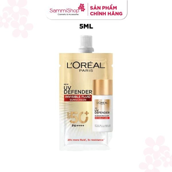 [HÀNG TẶNG KHÔNG BÁN] QT Loreal kem chống nắng Loreal Paris UV Defender Serum Invisible Fluid SPF 50+/PA ++++ Long UVA 5ml