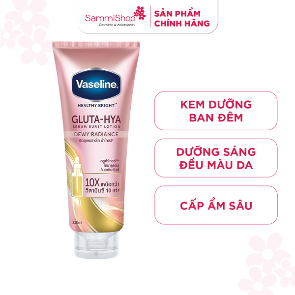 Vaseline Sữa dưỡng thể Healthy Bright Gluta-Hya Serum Burst Lotion Dewy Radiance 330ml