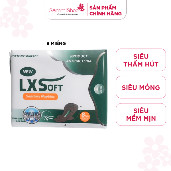 LXSoft Băng vệ sinh phụ nữ Ban ngày có cánh bạc hà 8 miếng