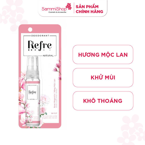 Refre Xịt khử mùi Hồng Mộc Lan Refre Natural Rosa Magnolia 30ml