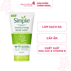 Simple Sữa rửa mặt Moisturising Facial Wash Smooth And Healthy Looking Skin 150ml