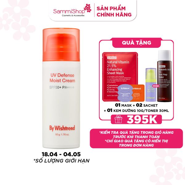 By Wishtrend Kem chống nắng UV Defense Moist Cream SPF50+PA++++ 50g