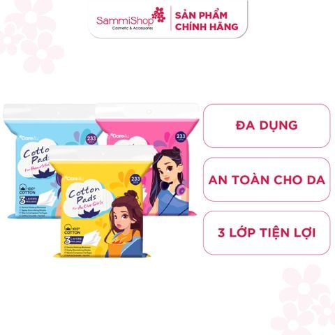 Care4u Bông tẩy trang 3 lớp 233 miếng