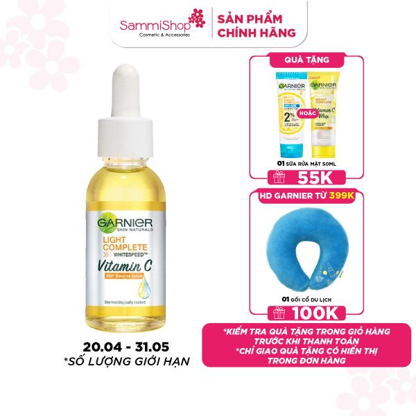 Garnier Tinh chất Skin Naturals Light Complete White Speed Vitamin C Booster Serum 30ml