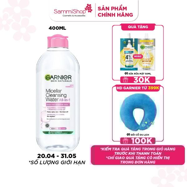 Garnier Nước tẩy trang Micellar Cleansing Water Even For Sensitive Skin 400ml