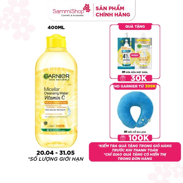 Garnier Nước tẩy trang Micellar Cleansing Water Vitamin C 400ml